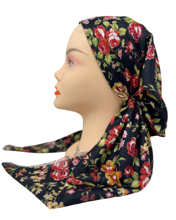 It's Younique PP-FLR-RD Red Roses Print Pre-Tied Bandanna with Velvet Grip Myselflingerie.com